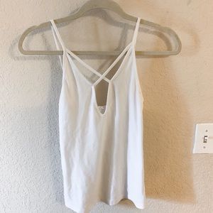 White criss cross front tank top